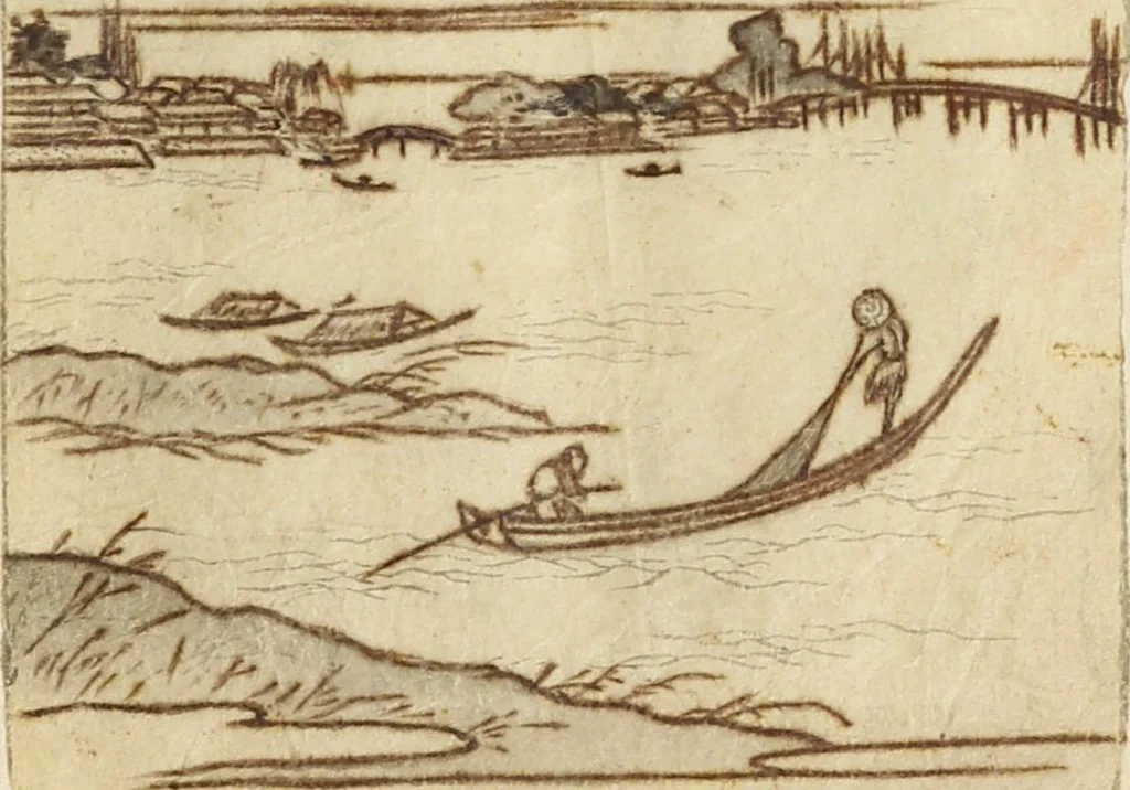 An illustration from Album of Sketches for Lacquer Decoration (Makie 蒔絵), 1840, leaf 18