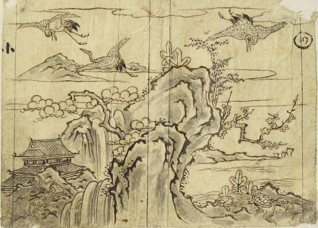 An illustration from Album of Sketches for Lacquer Decoration (Makie 蒔絵), 1840, leaf 19