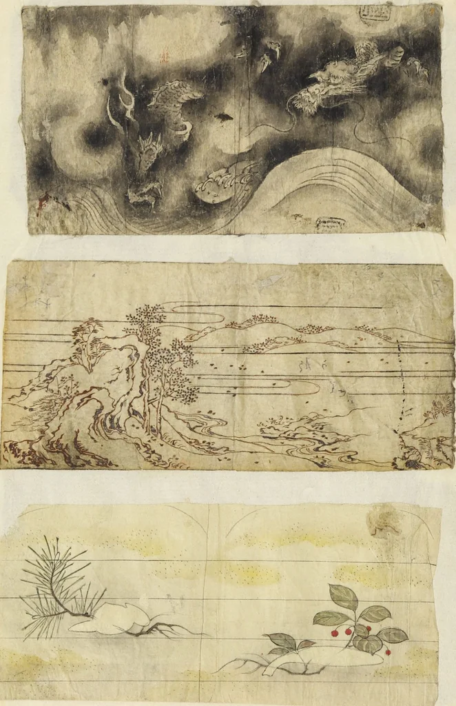 An illustration from Album of Sketches for Lacquer Decoration (Makie 蒔絵), 1840, leaf 21