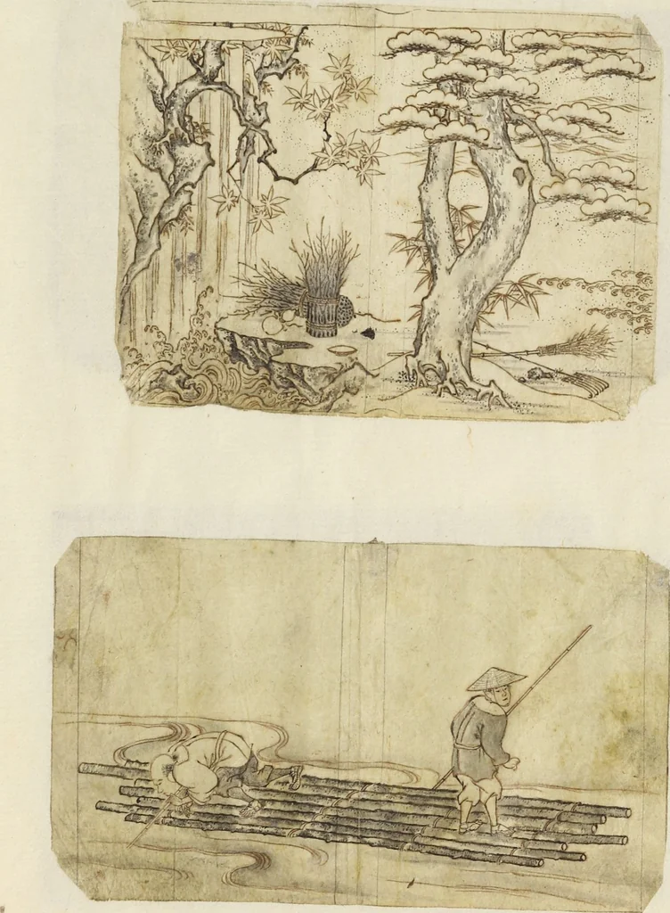 An illustration from Album of Sketches for Lacquer Decoration (Makie 蒔絵), 1840, leaf 6