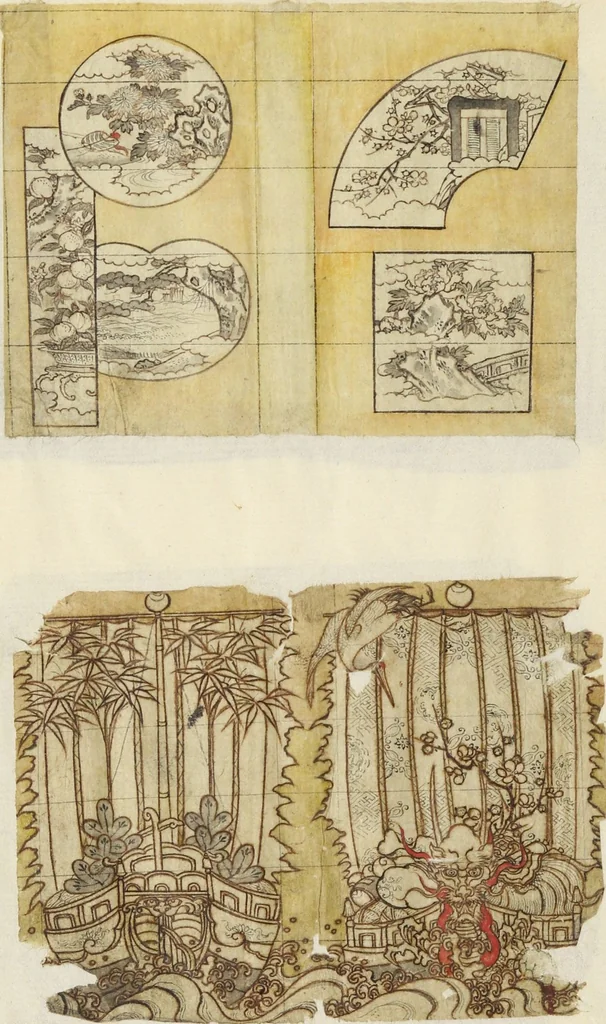 An illustration from Album of Sketches for Lacquer Decoration (Makie 蒔絵), 1840, leaf 9