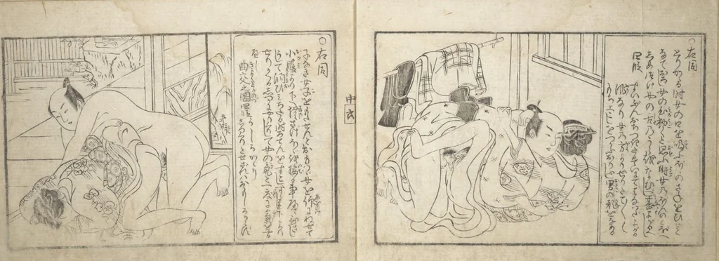 An illustration from Love Poses in the Narabi Hills (Nure sugata narabi no oka) : [volume 2], leaf 11