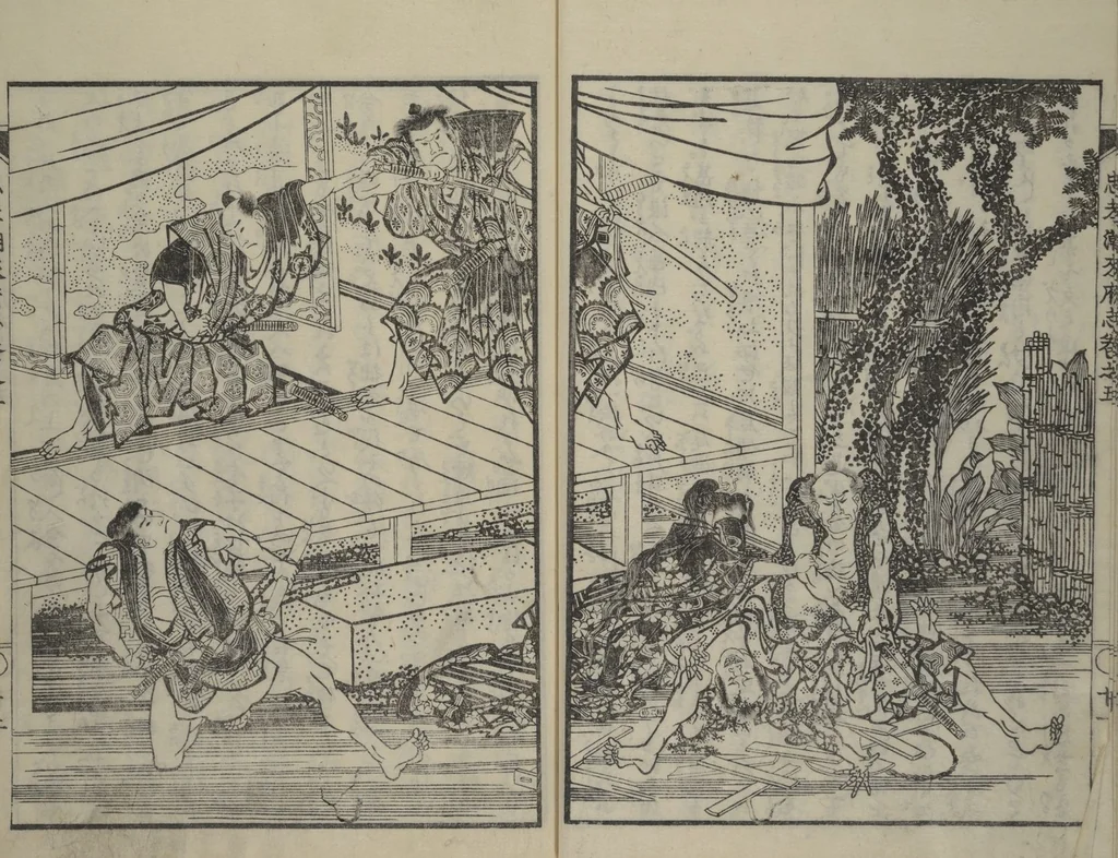 An illustration from Loyal Songs of Itako (Chūkō itakobushi) : [volume 5], 1809, leaf 14