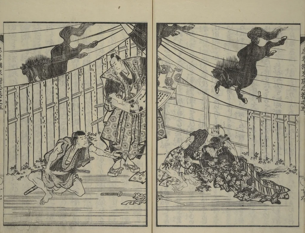 An illustration from Loyal Songs of Itako (Chūkō itakobushi) : [volume 5], 1809, leaf 19