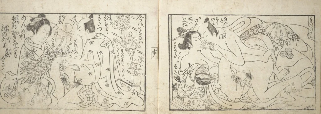 An illustration from Love Poses in the Narabi Hills (Nure sugata narabi no oka) : [volume 3], leaf 13
