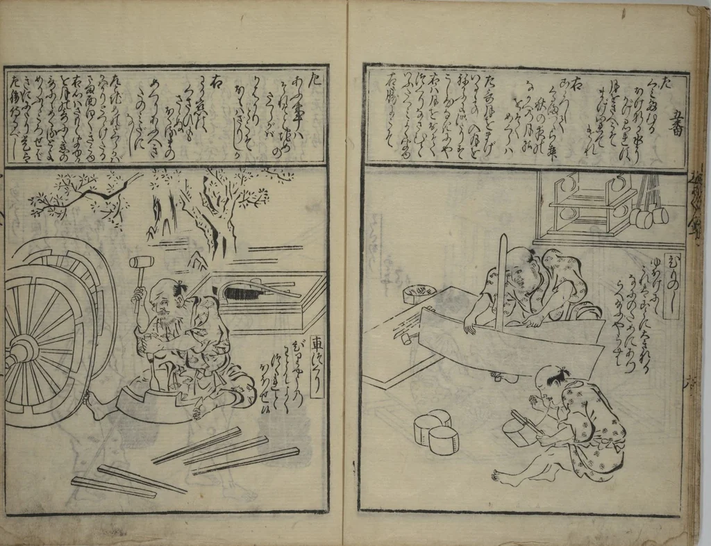 An illustration from A Picture Book Mirror of Various Occupations (Wakoku shoshoku ezukushi) : [volume 1], 1685, leaf 8