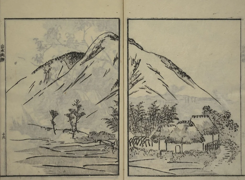 An illustration from Soken Landscape Picture Album (Soken sansui gafu) : [volume 1], 1818, leaf 19