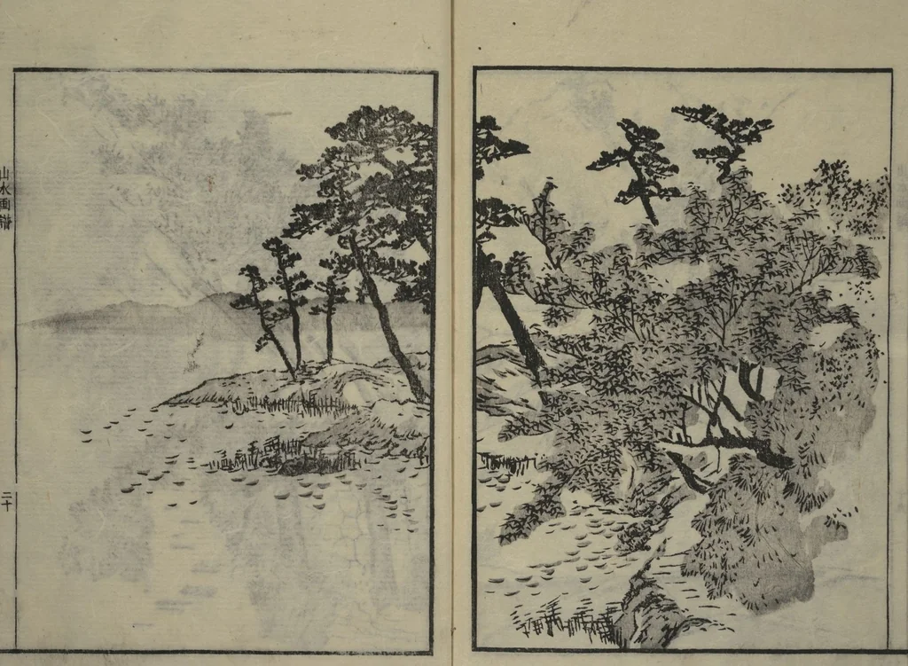 An illustration from Soken Landscape Picture Album (Soken sansui gafu) : [volume 1], 1818, leaf 23