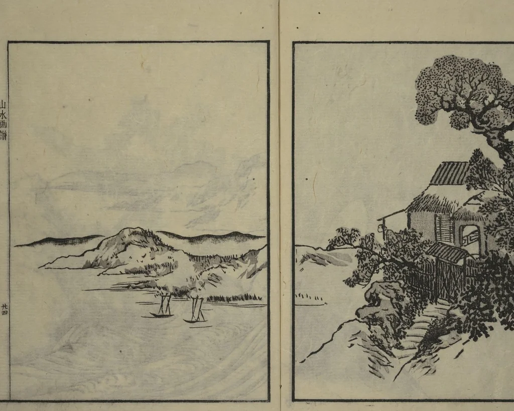 An illustration from Soken Landscape Picture Album (Soken sansui gafu) : [volume 1], 1818, leaf 27