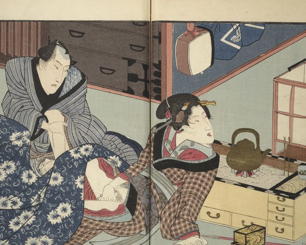 An illustration from Floating Bridge of Heaven (Ama no ukihashi) : [volume 1], 1830, leaf 14