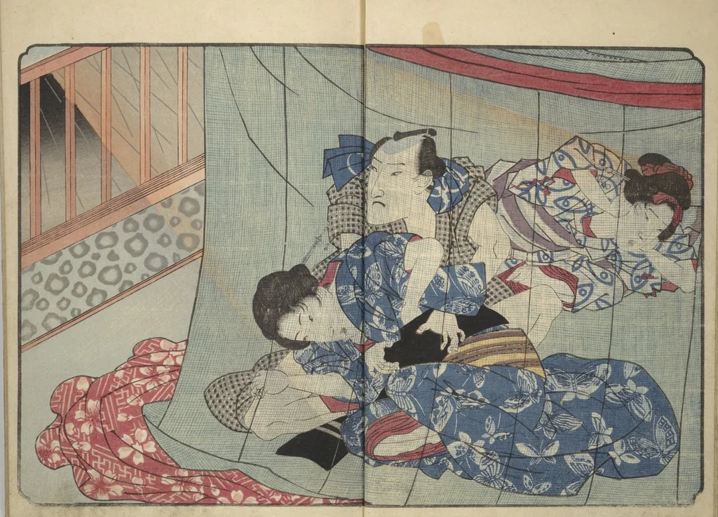 An illustration from Floating Bridge of Heaven (Ama no ukihashi) : [volume 3], 1830, leaf 8
