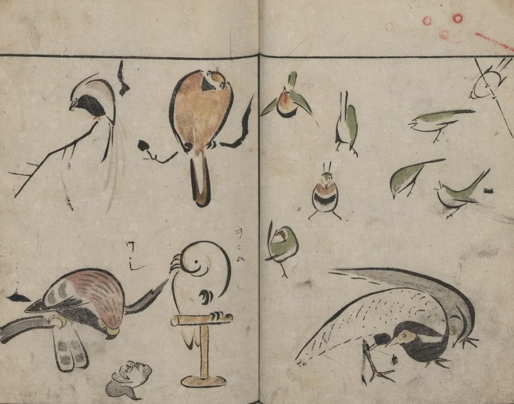 An illustration from Abbreviated Drawing Styles for Birds and Animals (Chōjū ryakuga shiki 鳥獣略画式), 1797, leaf 10