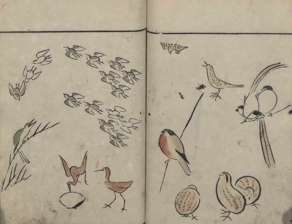 An illustration from Abbreviated Drawing Styles for Birds and Animals (Chōjū ryakuga shiki 鳥獣略画式), 1797, leaf 17