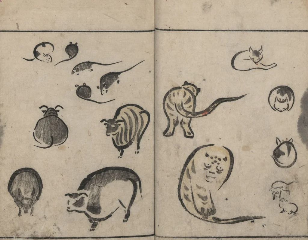 An illustration from Abbreviated Drawing Styles for Birds and Animals (Chōjū ryakuga shiki 鳥獣略画式), 1797, leaf 3