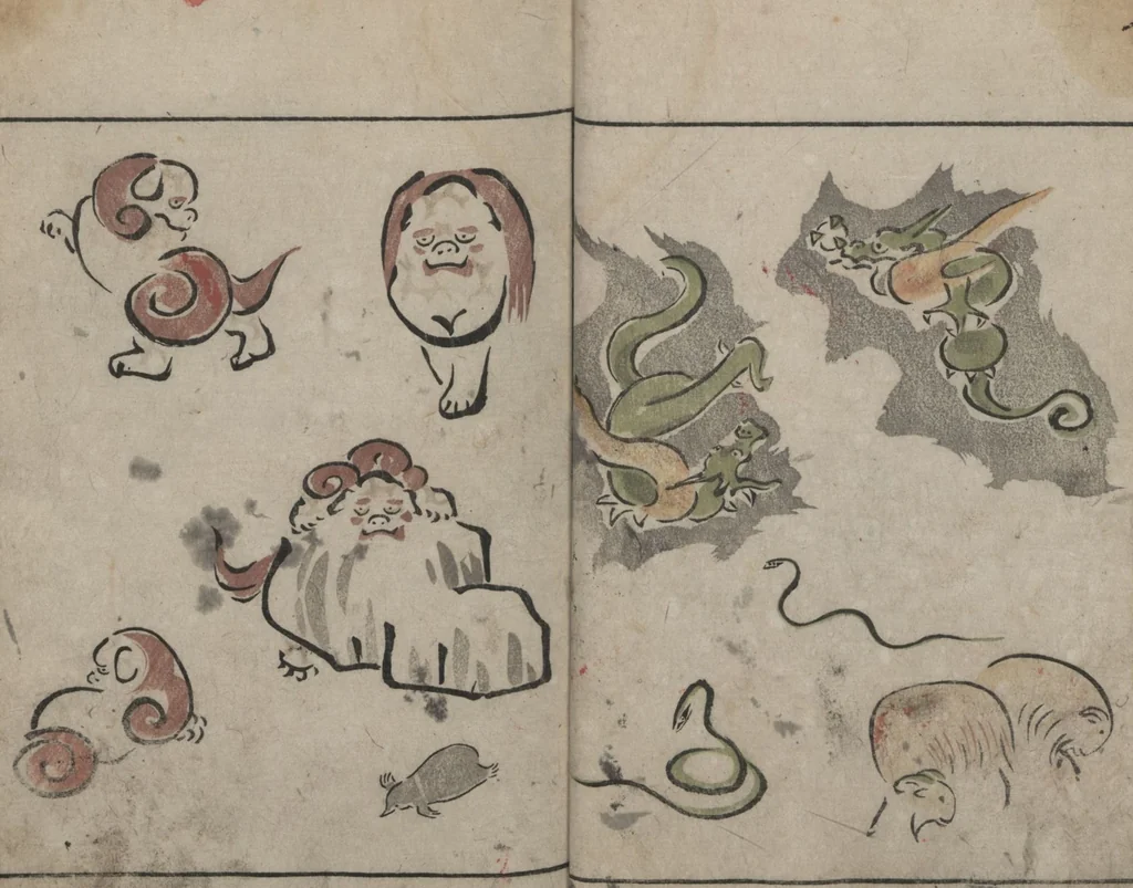 An illustration from Abbreviated Drawing Styles for Birds and Animals (Chōjū ryakuga shiki 鳥獣略画式), 1797, leaf 8