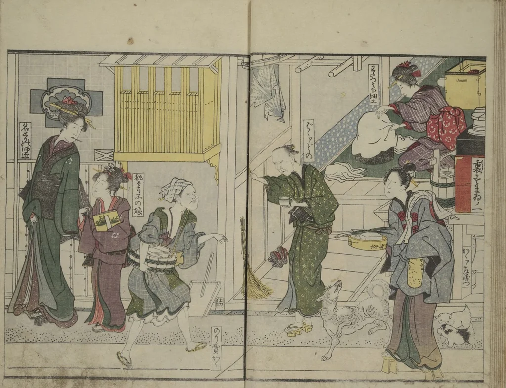 An illustration from Picture Book of Modern Figures of Fashion (Ehon imayō sugata) : [volume 1], 1802, leaf 12
