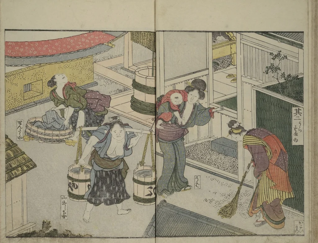 An illustration from Picture Book of Modern Figures of Fashion (Ehon imayō sugata) : [volume 1], 1802, leaf 13