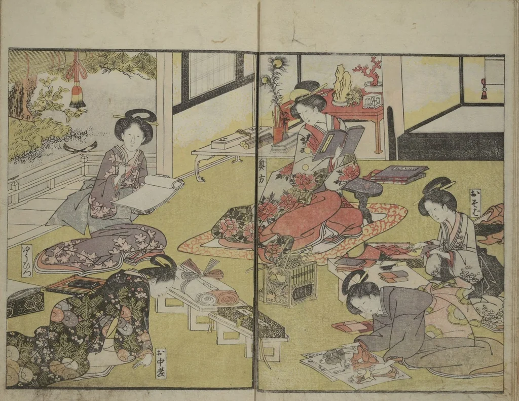 An illustration from Picture Book of Modern Figures of Fashion (Ehon imayō sugata) : [volume 1], 1802, leaf 7