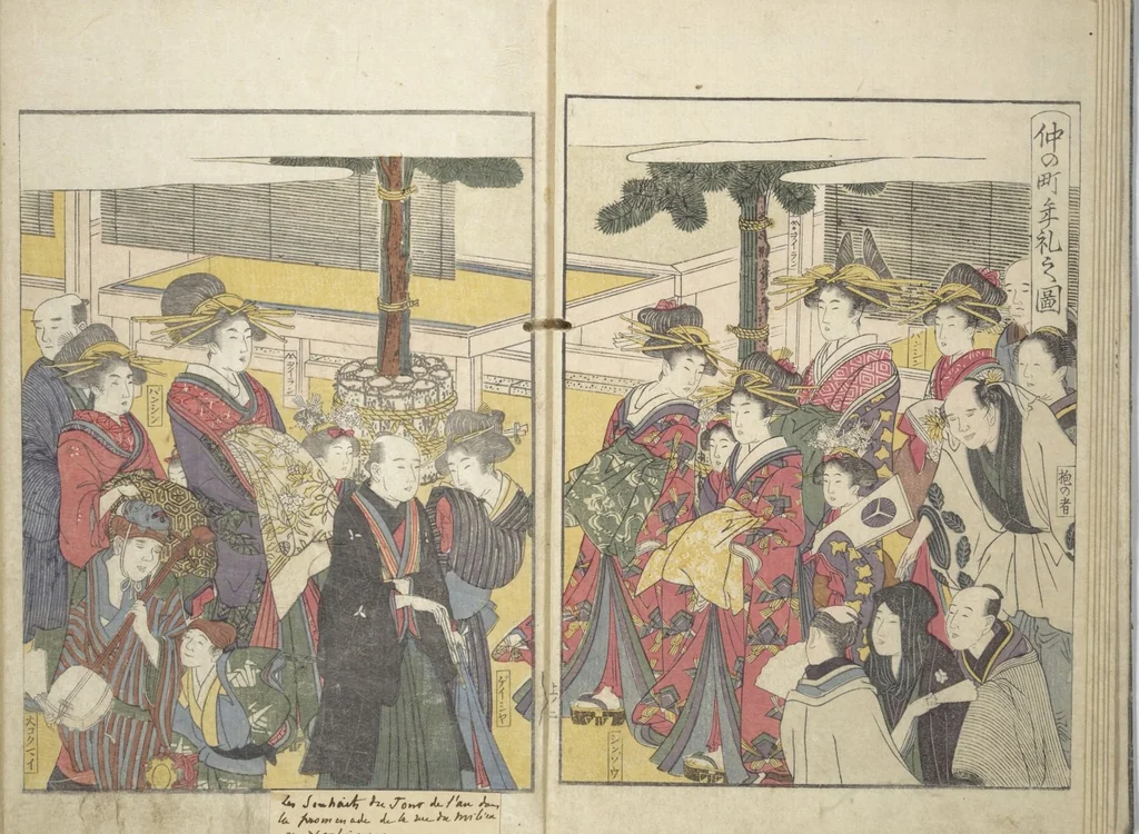 An illustration from Yoshiwara Picture Book of New Year’s Festivities (Seirō ehon nenjū gyōji) : [volume 1], 1804, leaf 8