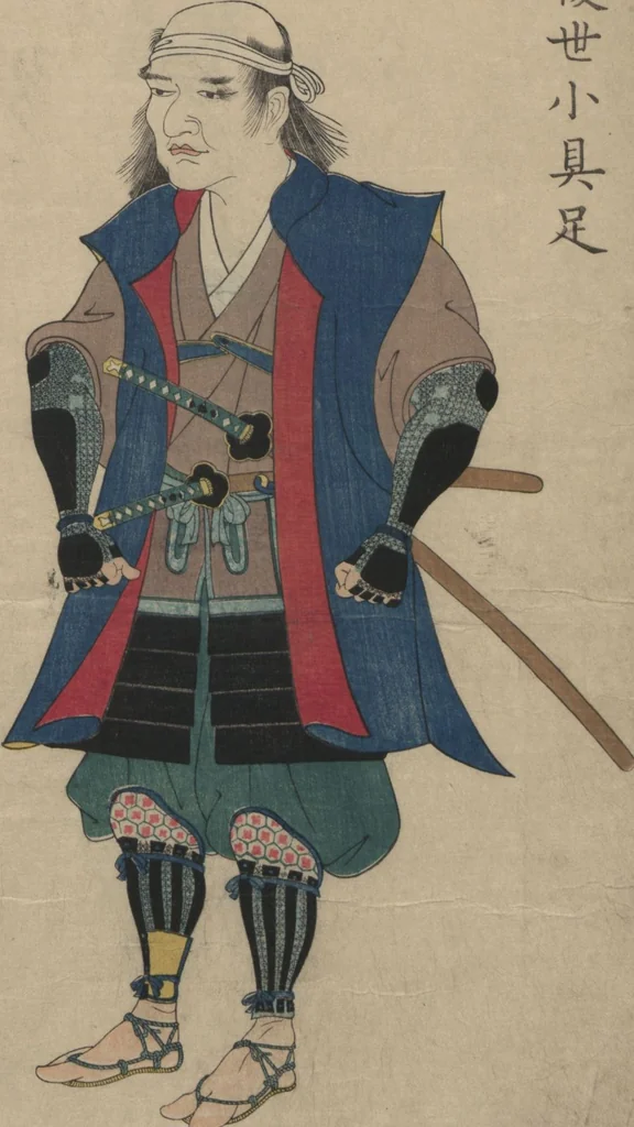 An illustration from Illustrations Showing the Wearing of Arms and Armor (Katchū chakuyōzu 甲冑著用図), 1848, leaf 10