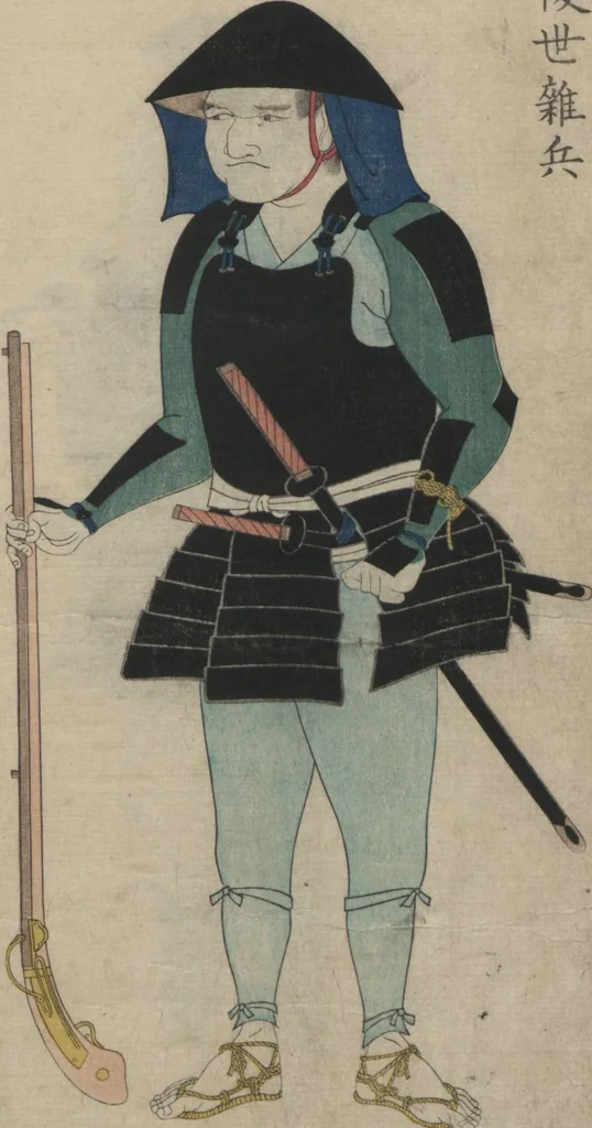 An illustration from Illustrations Showing the Wearing of Arms and Armor (Katchū chakuyōzu 甲冑著用図), 1848, leaf 12