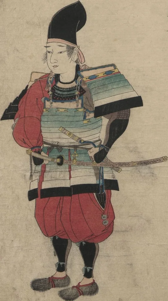 An illustration from Illustrations Showing the Wearing of Arms and Armor (Katchū chakuyōzu 甲冑著用図), 1848, leaf 5