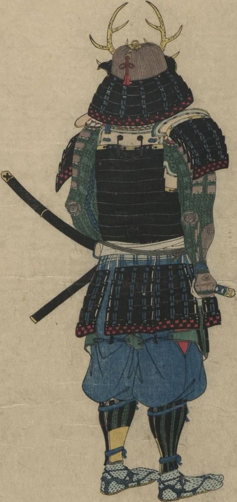 An illustration from Illustrations Showing the Wearing of Arms and Armor (Katchū chakuyōzu 甲冑著用図), 1848, leaf 8