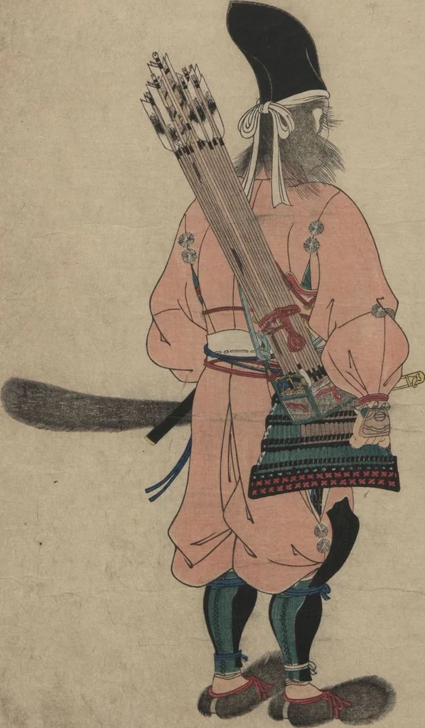An illustration from Illustrations Showing the Wearing of Arms and Armor (Katchū chakuyōzu 甲冑著用図), 1848, leaf 9
