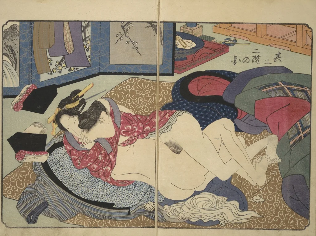 An illustration from Floating Bridge of Heaven (Ama no ukihashi) : [volume 2], 1830, leaf 4
