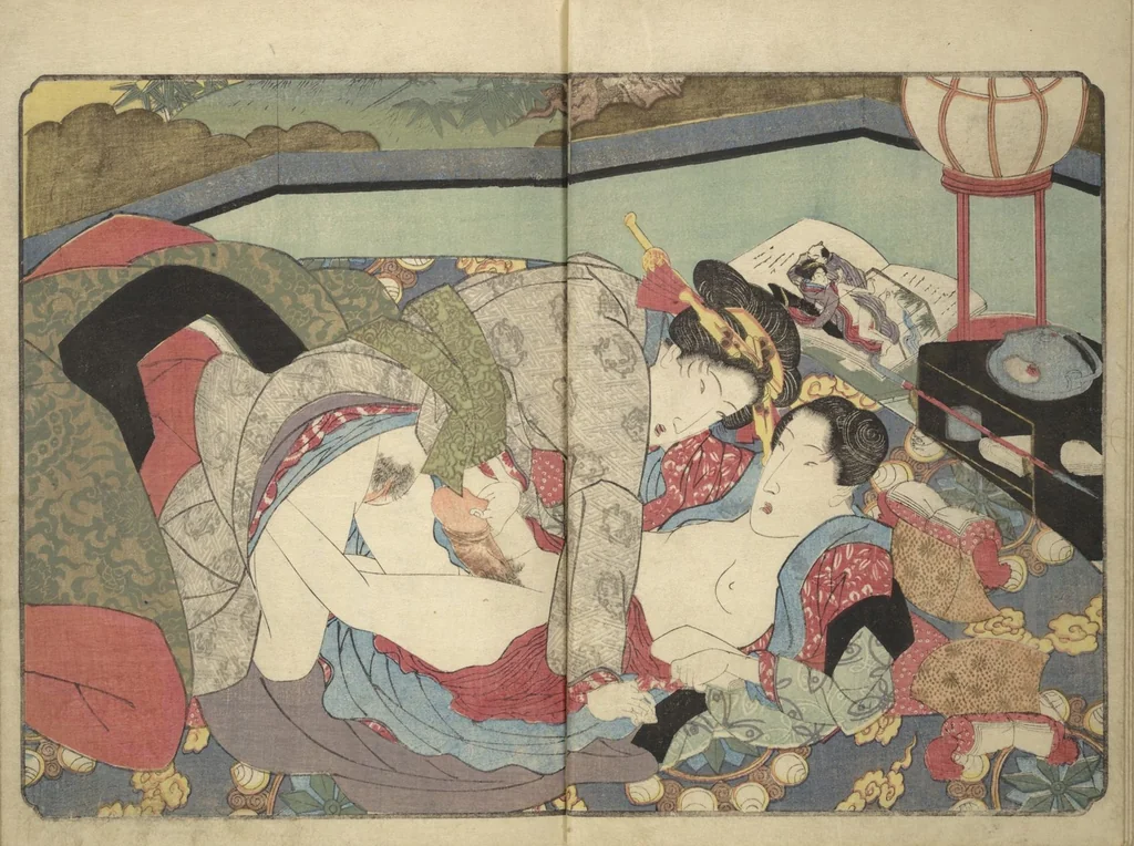 An illustration from Floating Bridge of Heaven (Ama no ukihashi) : [volume 2], 1830, leaf 8