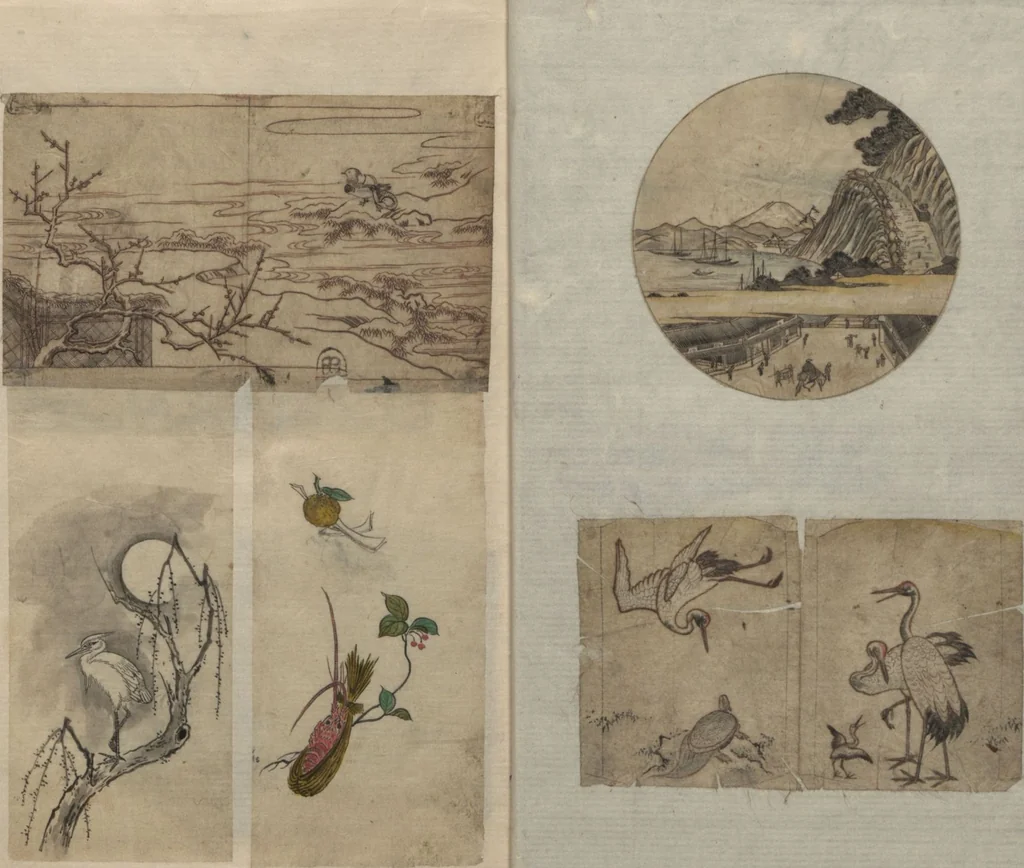 An illustration from Album of Sketches for Lacquer Decoration (Makie shitae no zu? 蒔絵下絵の図), 1839, leaf 4
