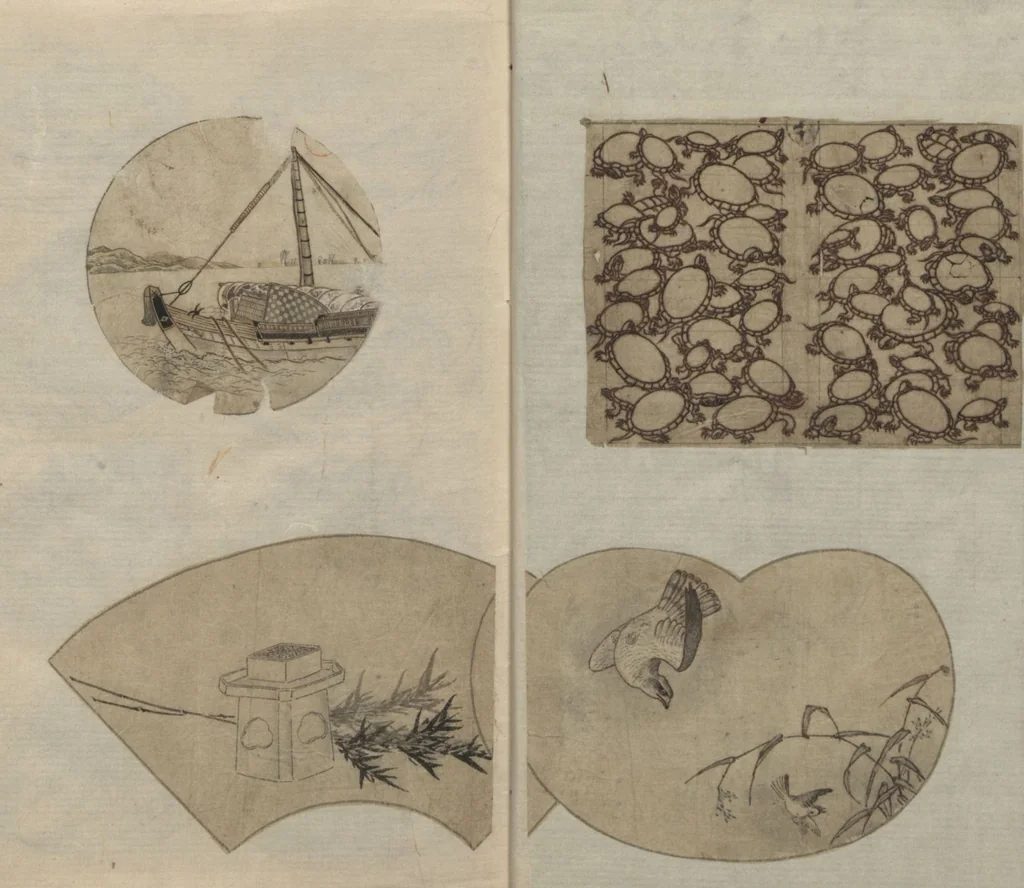 An illustration from Album of Sketches for Lacquer Decoration (Makie shitae no zu? 蒔絵下絵の図), 1839, leaf 5