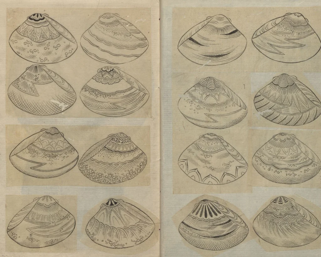 An illustration from Album of Sketches for Lacquer Decoration (Makie shitae no zu? 蒔絵下絵の図), 1839, leaf 6