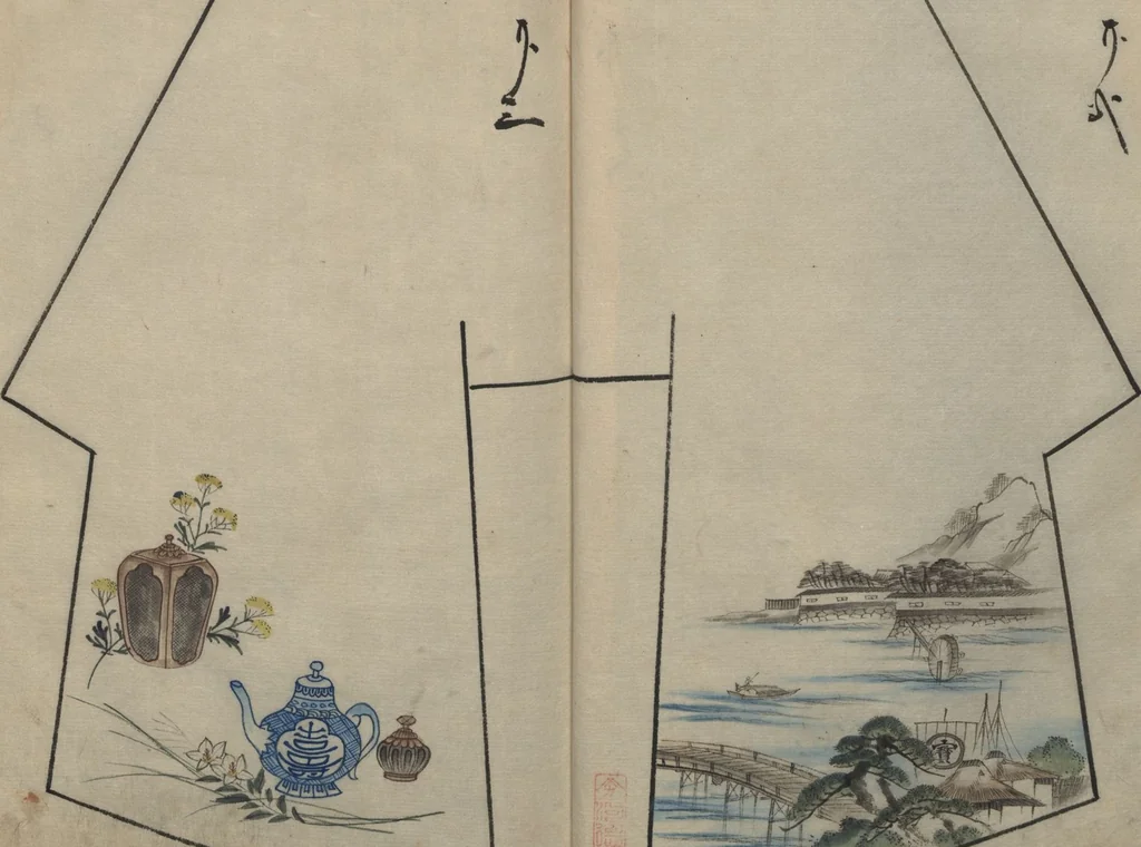 An illustration from Hinagata chō ひながた帳 (Model Book), leaf 12