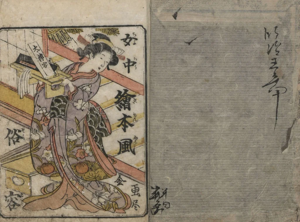 An illustration from The Style of Woman's Fashion (Jochū ehon fūzoku yō 女中絵本風俗容), 1787, leaf 2