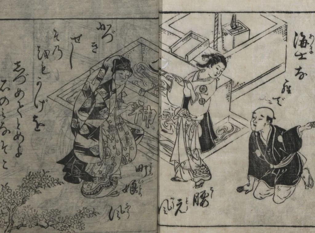 An illustration from The Style of Woman's Fashion (Jochū ehon fūzoku yō 女中絵本風俗容), 1787, leaf 27