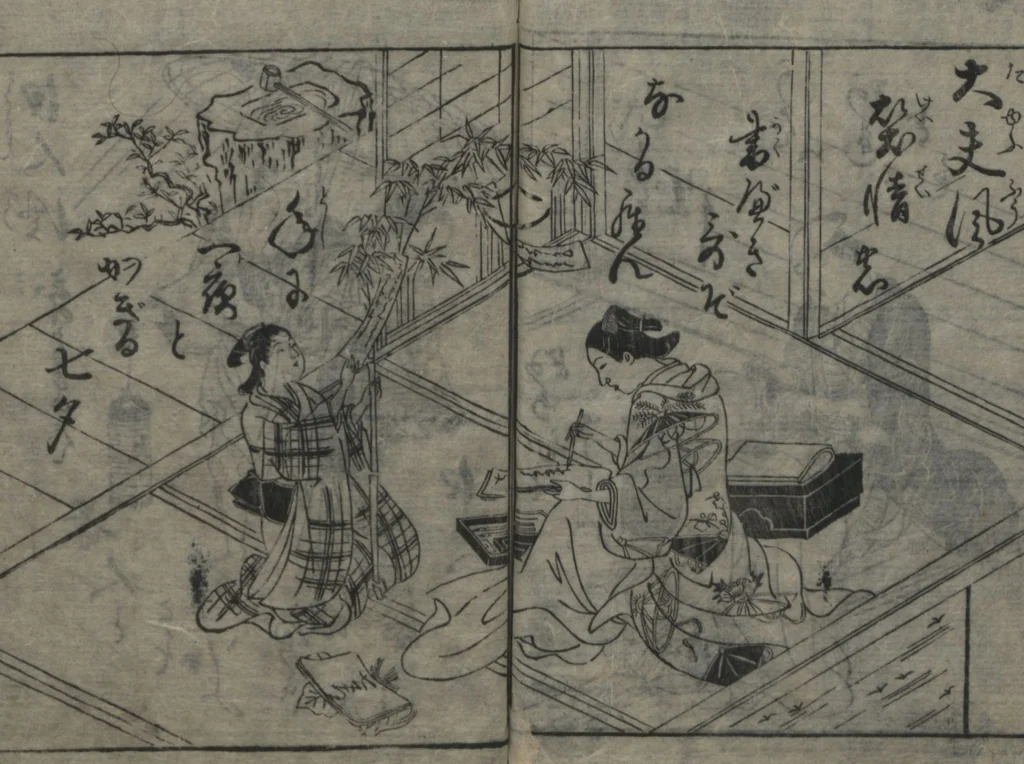 An illustration from The Style of Woman's Fashion (Jochū ehon fūzoku yō 女中絵本風俗容), 1787, leaf 29