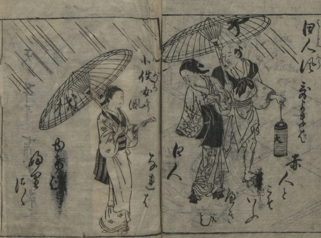 An illustration from The Style of Woman's Fashion (Jochū ehon fūzoku yō 女中絵本風俗容), 1787, leaf 30