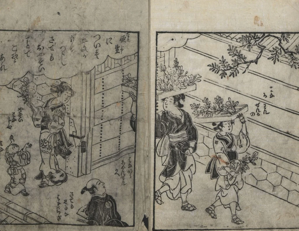 An illustration from The Style of Woman's Fashion (Jochū ehon fūzoku yō 女中絵本風俗容), 1787, leaf 5
