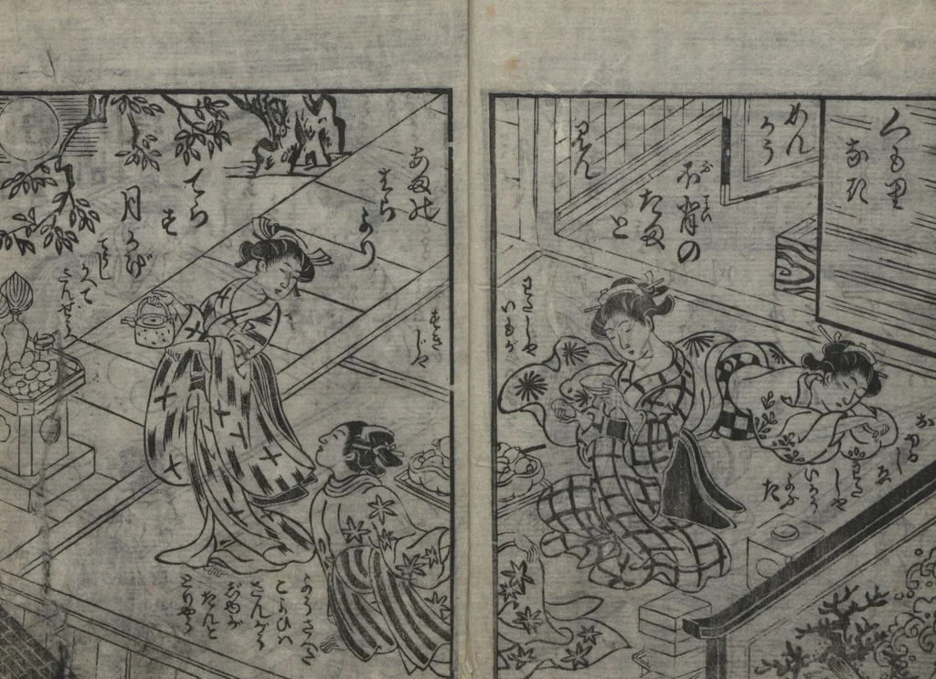 An illustration from The Style of Woman's Fashion (Jochū ehon fūzoku yō 女中絵本風俗容), 1787, leaf 8