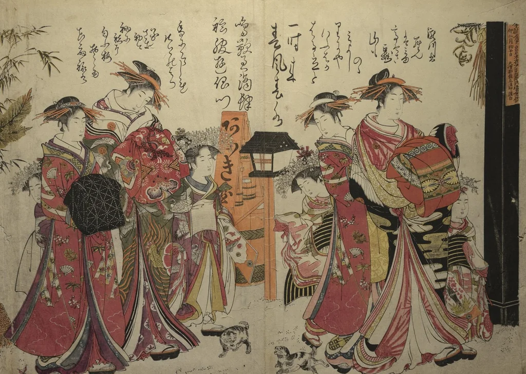 An illustration from A New Record Comparing the Handwriting of the Courtesans of the Yoshiwara (Yoshiwara keisei shin bijin jihitsu kagami), 1784, leaf 12