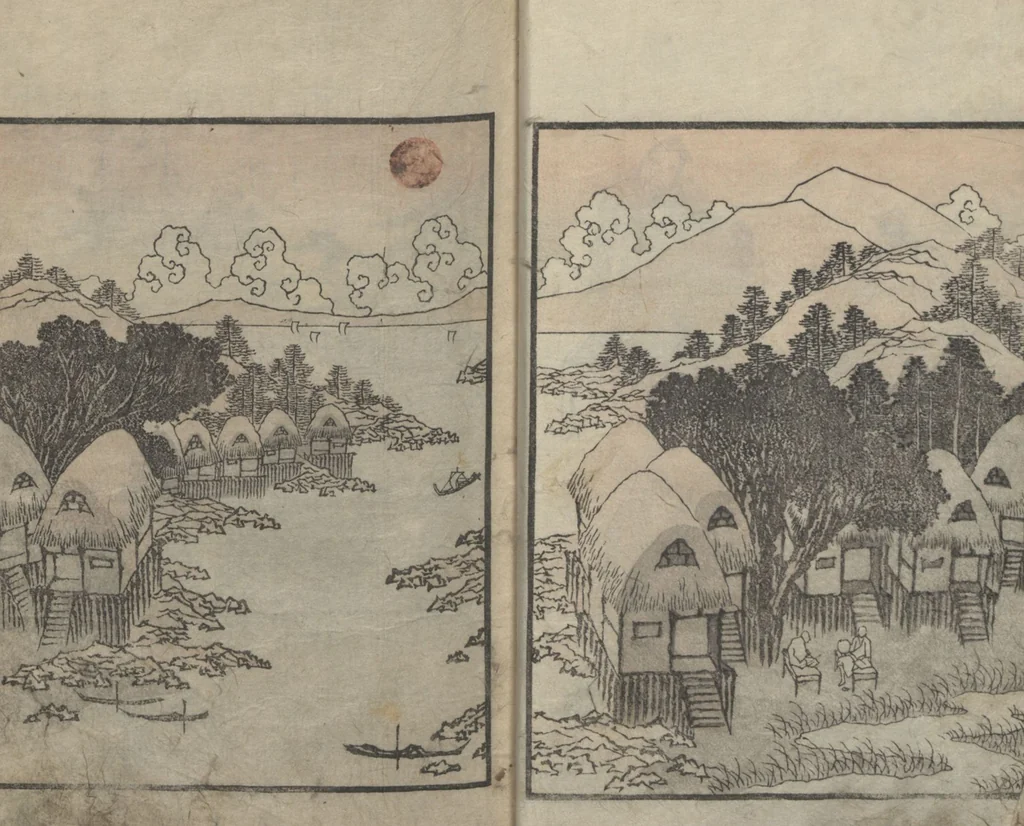 An illustration from Album of Landscape Paintings by Ichiro Yashima (Ichirō gafu 一老画譜), 1823, leaf 11