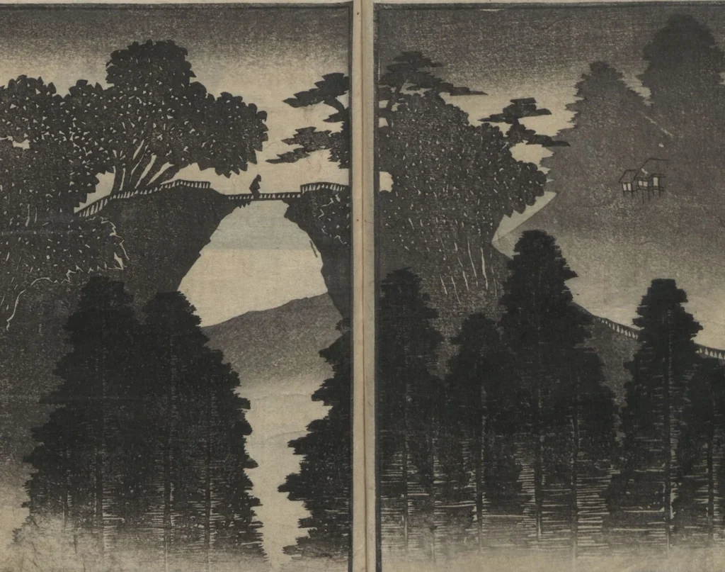 An illustration from Album of Landscape Paintings by Ichiro Yashima (Ichirō gafu 一老画譜), 1823, leaf 12