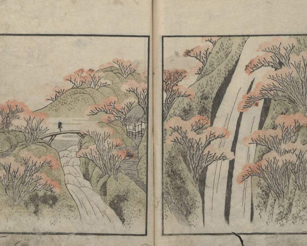 An illustration from Album of Landscape Paintings by Ichiro Yashima (Ichirō gafu 一老画譜), 1823, leaf 16