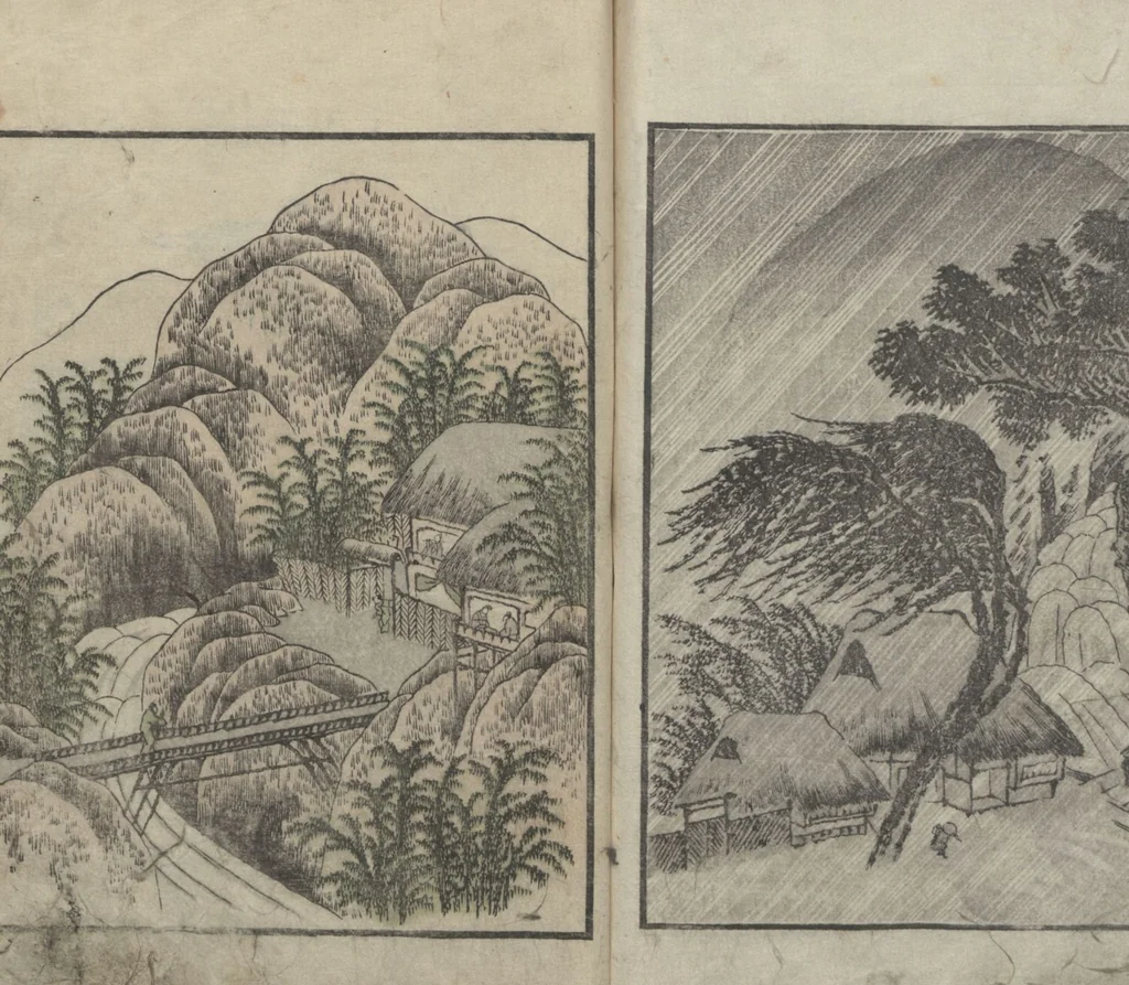 An illustration from Album of Landscape Paintings by Ichiro Yashima (Ichirō gafu 一老画譜), 1823, leaf 19