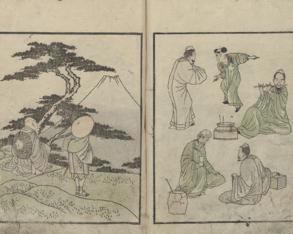An illustration from Album of Landscape Paintings by Ichiro Yashima (Ichirō gafu 一老画譜), 1823, leaf 20