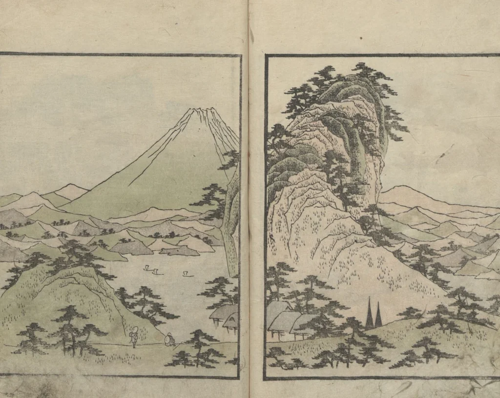 An illustration from Album of Landscape Paintings by Ichiro Yashima (Ichirō gafu 一老画譜), 1823, leaf 21