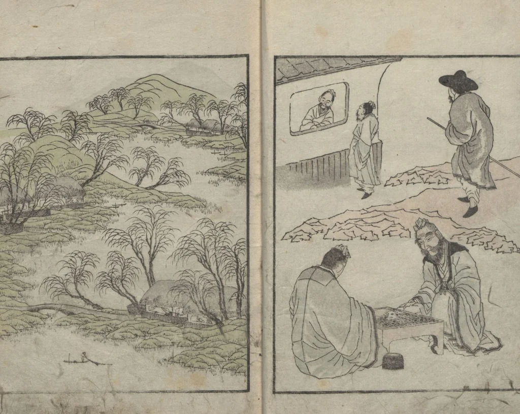 An illustration from Album of Landscape Paintings by Ichiro Yashima (Ichirō gafu 一老画譜), 1823, leaf 7