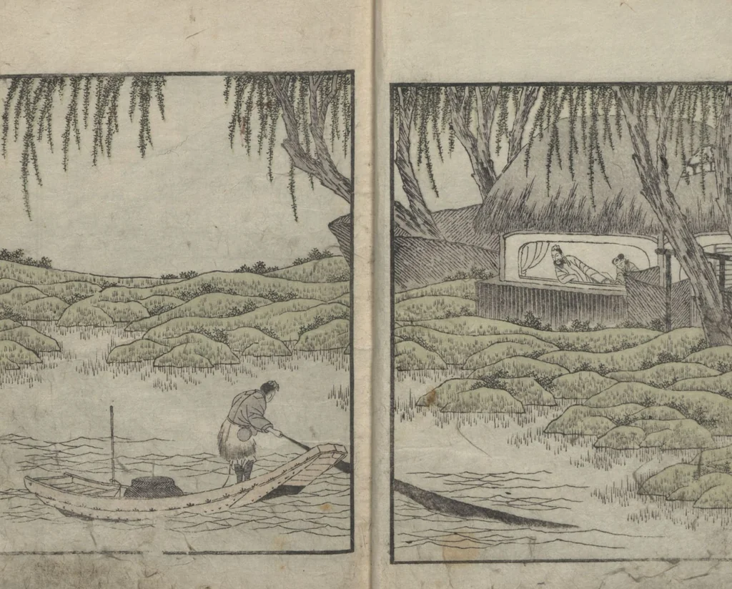 An illustration from Album of Landscape Paintings by Ichiro Yashima (Ichirō gafu 一老画譜), 1823, leaf 8