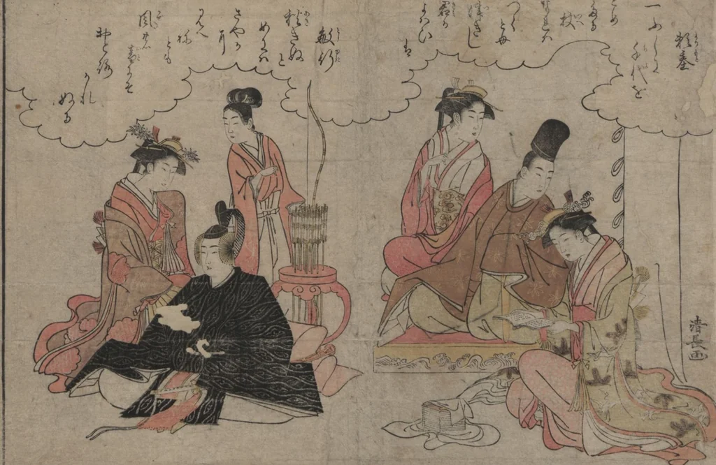 An illustration from Twenty-four Illustrations of Poems of the Thirty-six Poets, 1790, leaf 9